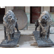 New Products Life Size Stone Black Marble Walking Lion Statues